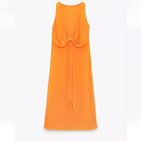 ZARA Draped Orange dress NWT - Picture 7 of 16